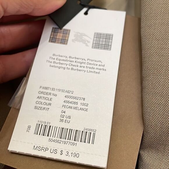 Burberry Contrast Seam Wool-Cashmere Linen Blazer in Pecan Melange, NWT - Picture 5 of 11